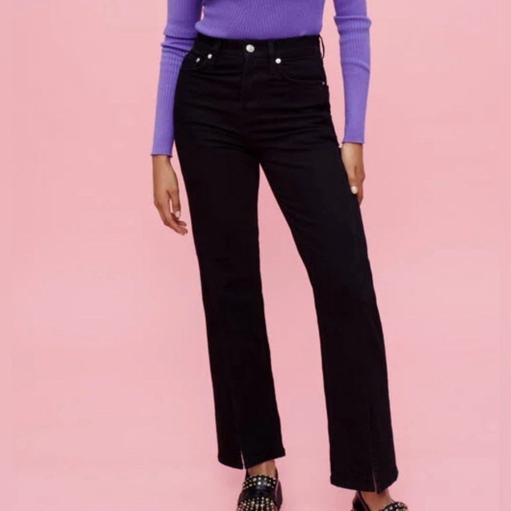 Nwt Maje High Waisted Black Jeans With Split At The Front Size Small